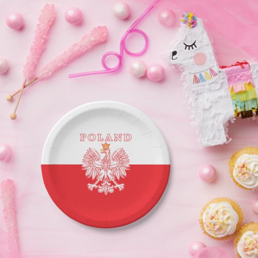 Polen mit Rot-Polnischem Eagle Pappteller (Party)
