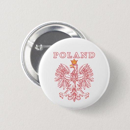 Polen mit rotem Polnischem Adler Button (Vorne & Hinten)