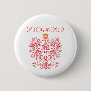 Polen mit rotem Polnischem Adler Button
