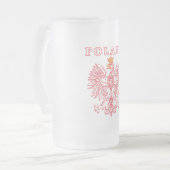 Polen mit rotem Polnischem Adler Mattglas Bierglas (Vorderseite Links)