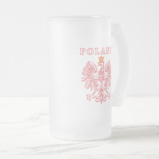 Polen mit rotem Polnischem Adler Mattglas Bierglas (VorderseiteRechts)