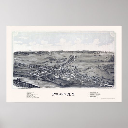 Polen, NY Panorama Karte - 1890 Poster (Vorne)