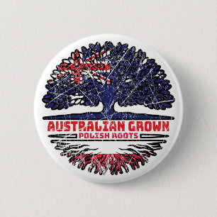 Polen Polnisch Australische Baumwurzelflagge Button