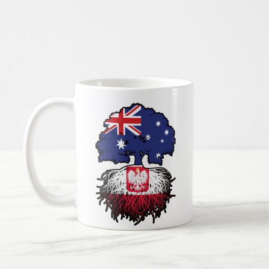 Polen Polnisch Australische Baumwurzelflagge Kaffeetasse (Links)