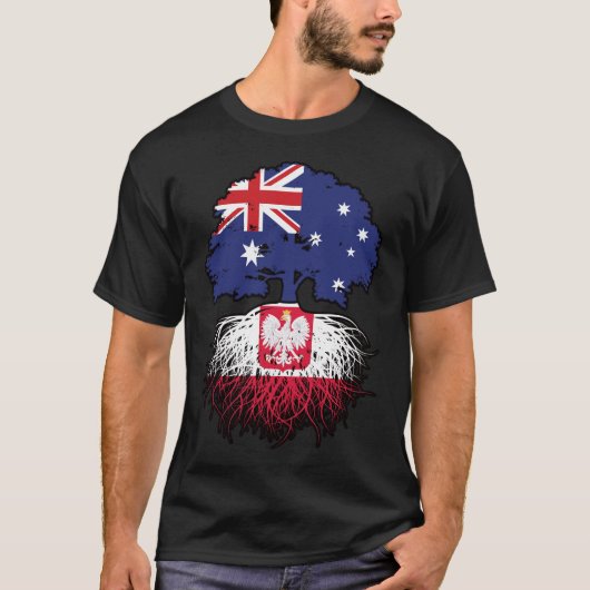 Polen Polnisch Australische Baumwurzelflagge T-Shirt (Vorderseite)