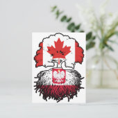 Polen Polnisch Kanadisch Kanada Baum Wurzeln Flagg Postkarte (Stehend Vorderseite)