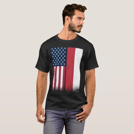 Polen Polnische Flagge Prof. USA Polen T-Shirt (Vorne ganz)