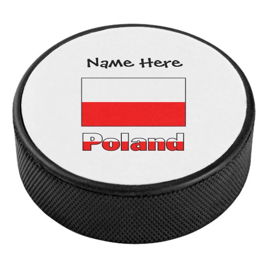 Polen Polnische Flagge Schwarze Personalisierung Eishockey Puck (3/4)
