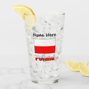 Polen Polnische Flagge Schwarze Personalisierung  Glas