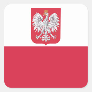 Polen Polnisches AdlerWappen Quadratischer Aufkleber