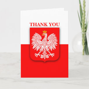 Polen Polska Polnische Flagge Adler Weiß Rot Dankeskarte