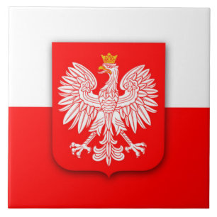Polen Polska Rot Weiß Adler Polnisch  Fliese