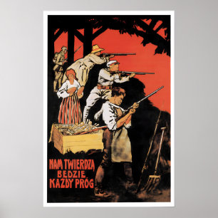 Polen Propaganda Polnisch-Sowjetischer Krieg 1920e Poster