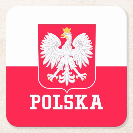 Polen Rechteckiger Pappuntersetzer (Vorderseite)