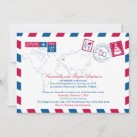 POLEN Rot Blau Luftpost Nach Hochzeit