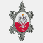 Polen Schneeflocke, polnische Flagge Schneeflocken Zinn-Ornament (Links)