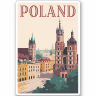 Polen Skyline Illustration Reise Kunst Vintage Aufkleber