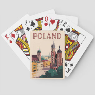 Polen Skyline Illustration Reise Kunst Vintage Spielkarten