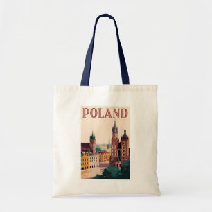 Polen Skyline Illustration Reise Kunst Vintage Tragetasche