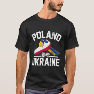 Polen steht mit ukrainischer polnischer Flagge T-Shirt