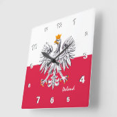 Polen Uhr, patriotische Zuhause, polnische Flagge Quadratische Wanduhr (Winkel)