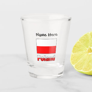 Polen und polnische Flagge mit Ihrem Namen Schnaps Schnapsglas