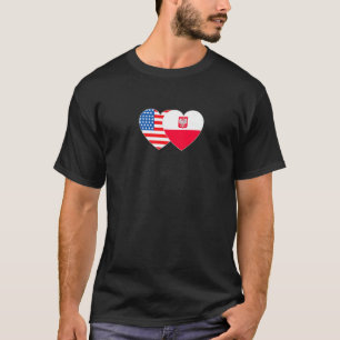 Polen und USA Flag Twin Heart für Polnisch-Amerika T-Shirt