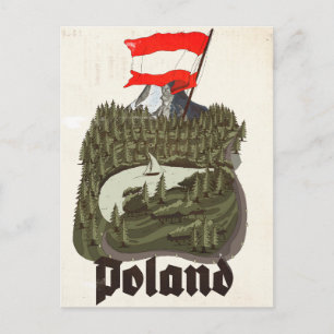 Polen Vintage-Reiseplakat Postkarte