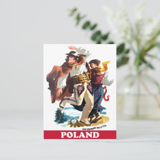Polen Volkstänzer, Jahrgangsreisen Postkarte (Stehend Vorderseite)