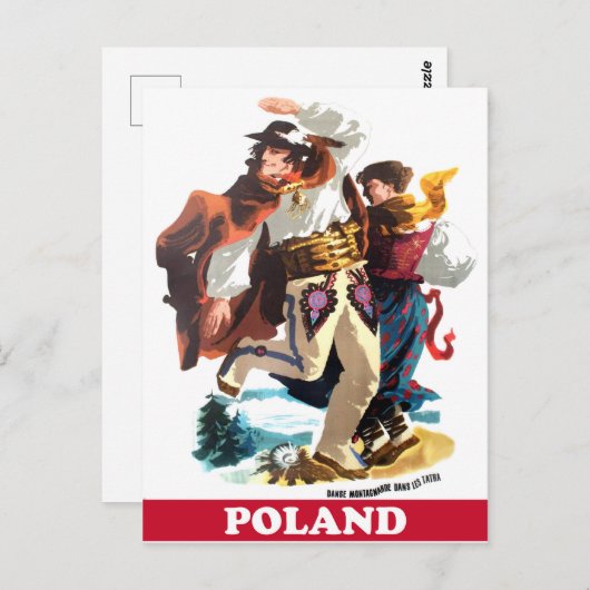 Polen Volkstänzer, Jahrgangsreisen Postkarte (Vorne/Hinten)