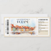 Polen Warschau Flugzeug Boarding Pass Einladung (Vorderseite)