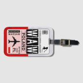 Polen Warschau WAW Flughafen-Code Gepäckanhänger (Vorderseite (Horizontal))