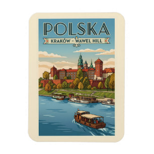Polen Wawel Königsschloss Illustration Reise Kunst Magnet