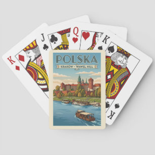 Polen Wawel Königsschloss Illustration Reise Kunst Spielkarten