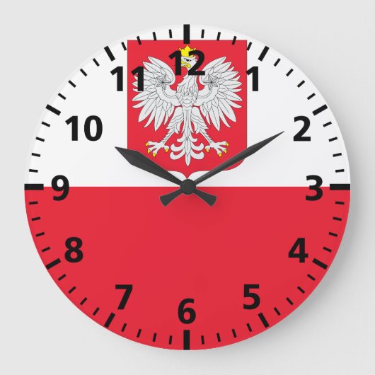 Polenflagge Große Wanduhr (Vorderseite)
