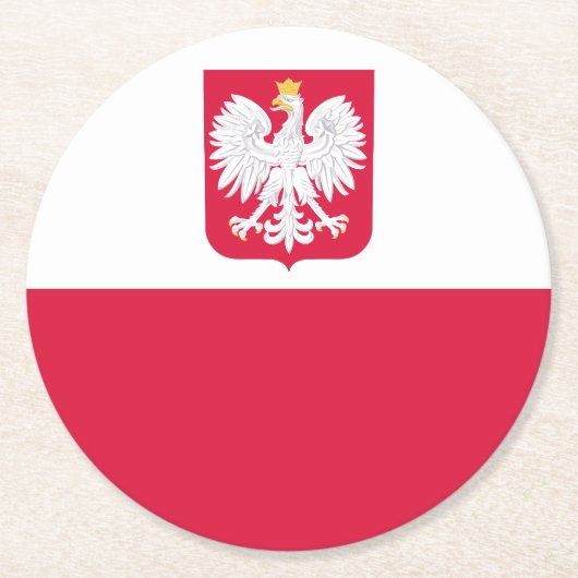 Polenflagge Runder Pappuntersetzer (Vorderseite)