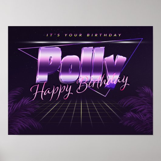Polenname Vorname lila retro Poster Geburtstag (Vorne)
