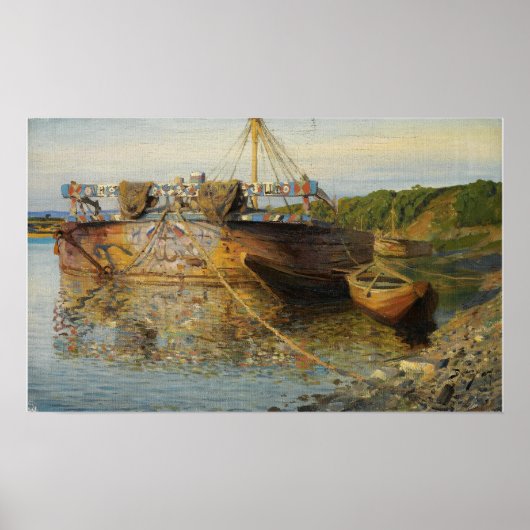 Polenov - Barge am Fluss Oka Poster (Vorne)