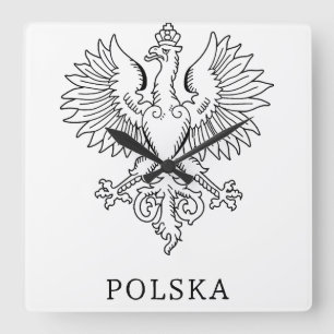 Polens Weißer Adler Zeitgenössisches Staatssymbol Quadratische Wanduhr