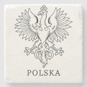 Polens Weißer Adler Zeitgenössisches Staatssymbol  Steinuntersetzer