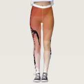 Poletanz-und -Fitness-rote und orange Leggings (Vorderseite)