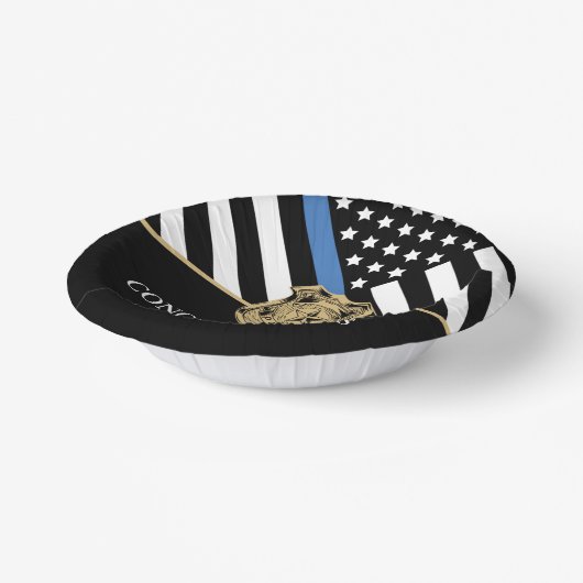 Police Abschluss Blue Line Flag Herzlichen Glückwu Pappteller (Gewinkelt)