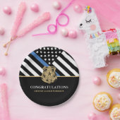 Police Abschluss Blue Line Flag Herzlichen Glückwu Pappteller (Party)