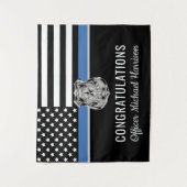 Police Abschluss Blue Line Flag Herzlichen Glückwu Wandteppich (Vorderseite)