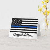 Police Abschluss Thin Blue Line Herzlichen Glückwu Karte (Gelbe Blume)
