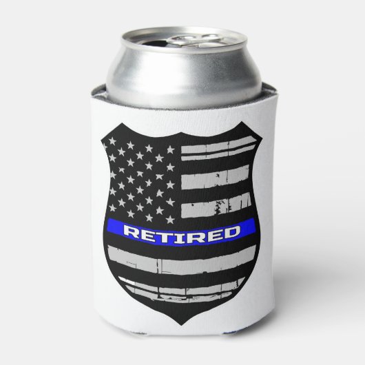 Police Abzeichen Blue Line Remüde Dosenkühler (Kanne Vorderseite)