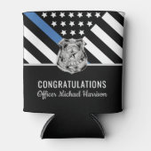 Police Abzeichen Thin Blue Line Academy Abschluss Dosenkühler (Vorderseite)