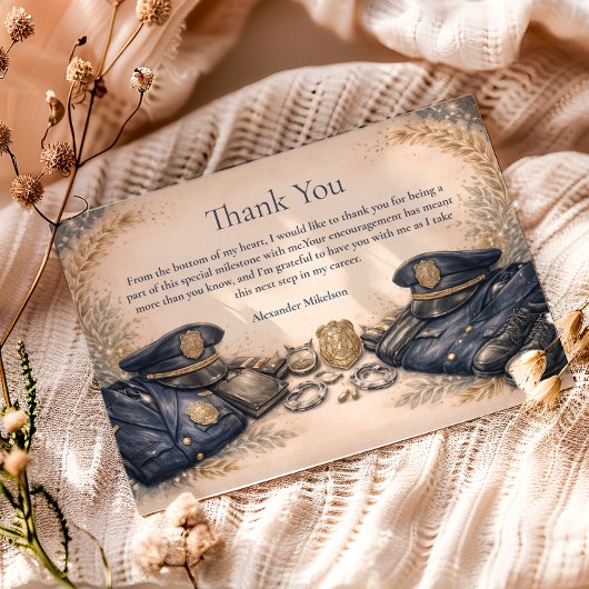 Police Academy Formal Badge Graduation Dankeskarte