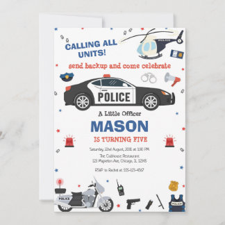 Police Birthday Invitation Police Officer Party Einladung