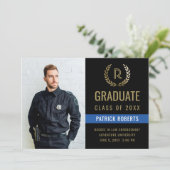 Police Black Gold Laurel Wreath Foto Abschluss Ankündigung (Stehend Vorderseite)